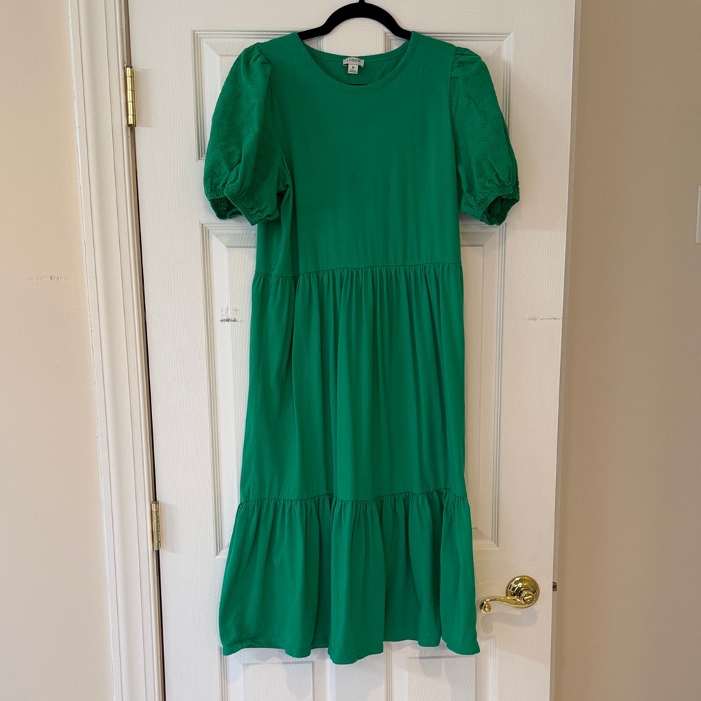 J. Crew Green Tiered Maxi Dress